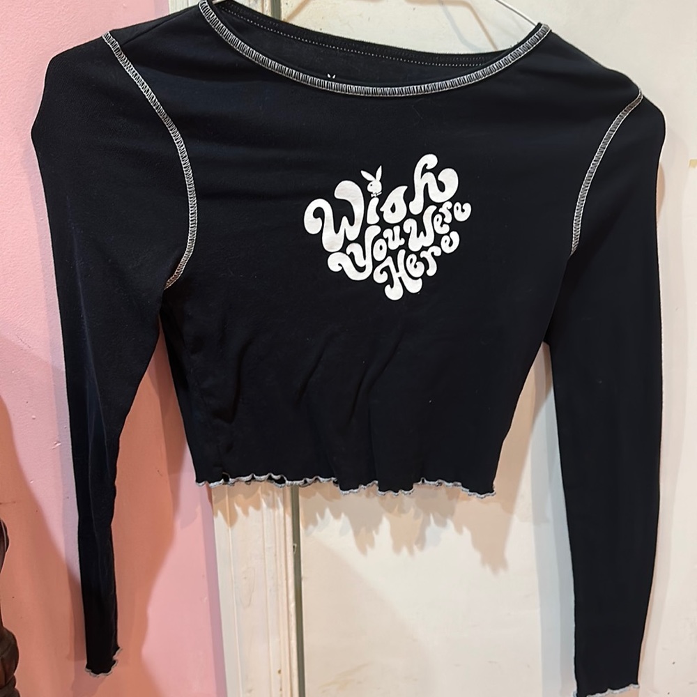 Playboy long sleeve crop shirt